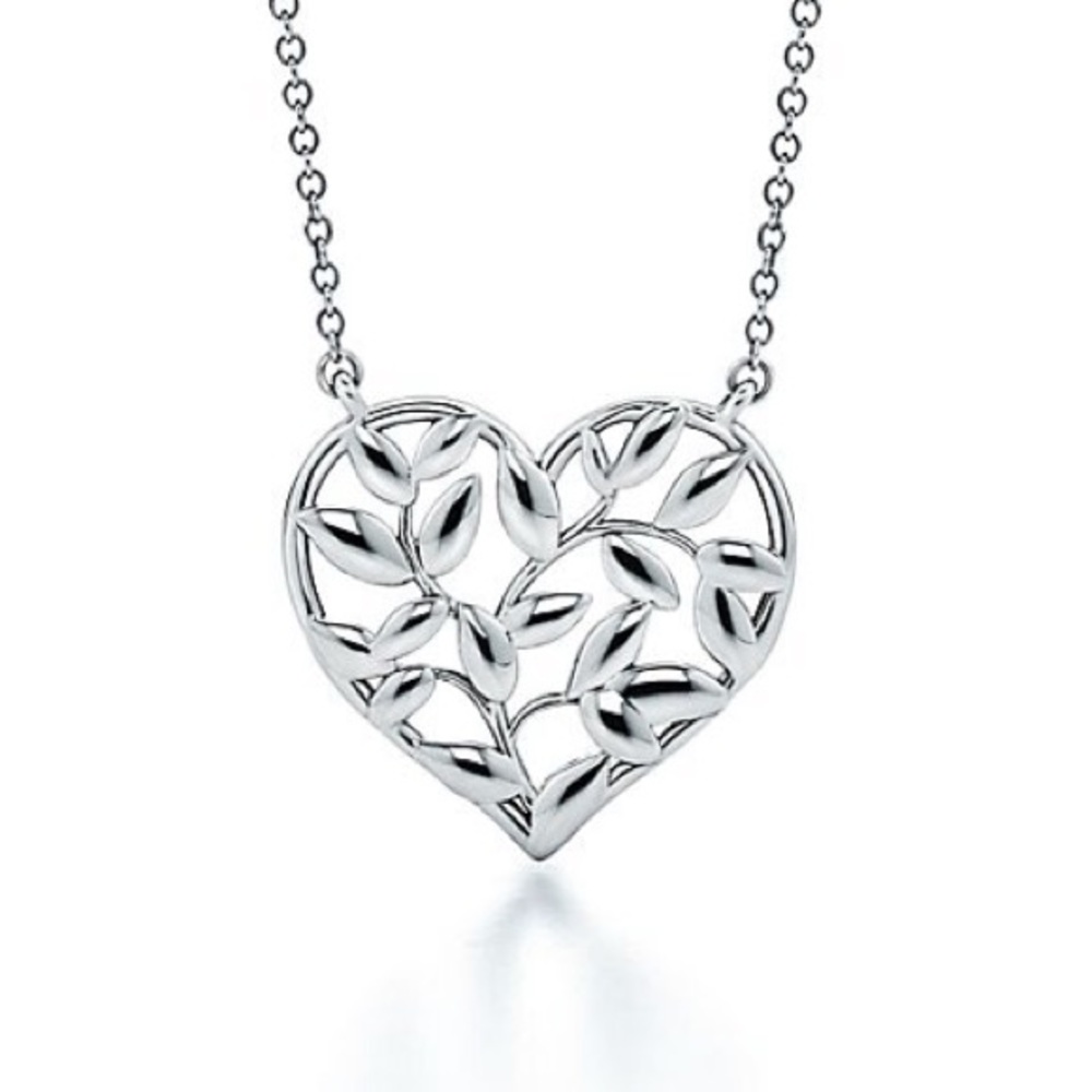 Olive Leaf Heart Pendant Necklace